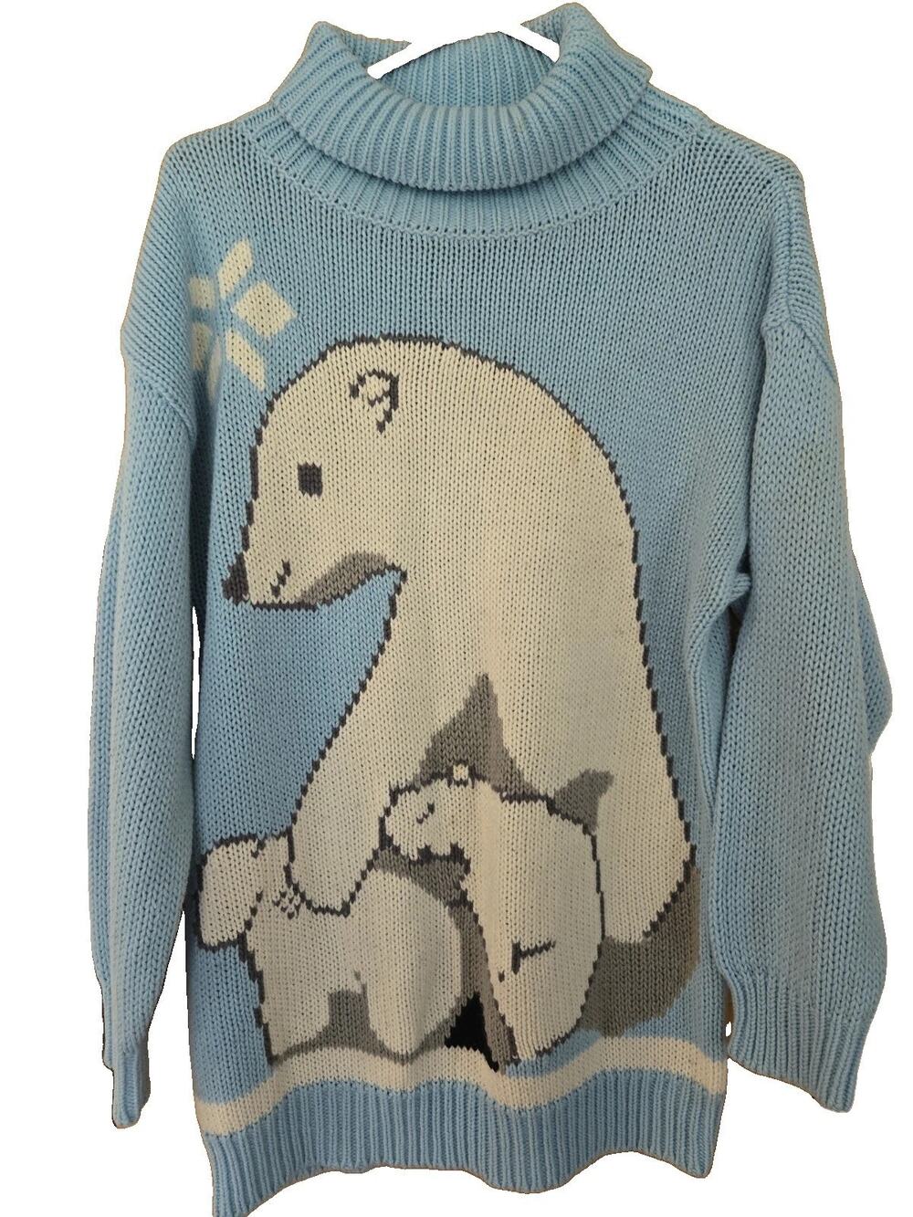 Knitworka Polar Bear Vintage Acrylic sweater womens M Winter